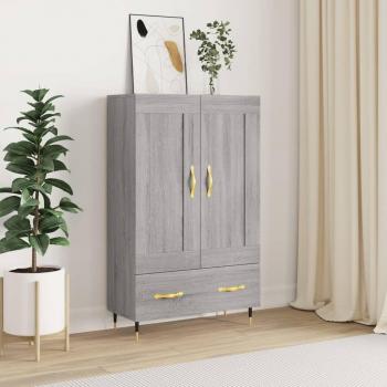 Aparador alto de madera de ingeniería gris Sonoma 69,5x31x115 cm - Mueble de Almacenaje de Salón, Buffet para salón, Armario Auxiliar, Armario de Almacenamiento