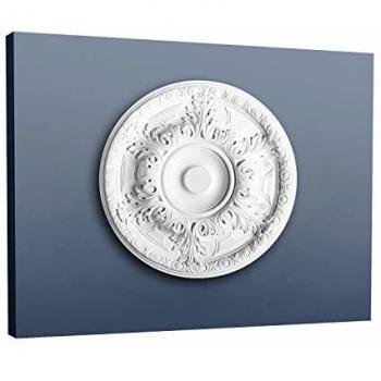 Rosetón de Estuco Orac Decor R18 LUXXUS 49 cm - Elemento Decorativo Clásico con Motivo de Hojas Antiguas
