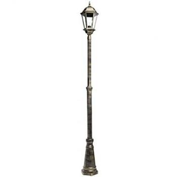 Farola Exterior Aluminio Regulus 1xe27 Negro/oro 230x25x25 Cm Regulable En Altura Ip44 Fabrilamp
