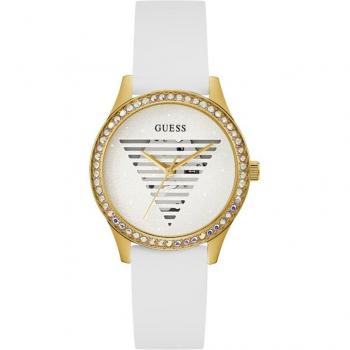 Guess Reloj de Mujer Lady Idol GW0530L6 con Correa Blanca de Silicona y Detalles en Oro
