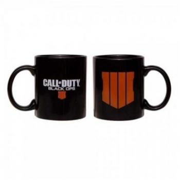 Taza Negra Call Of Duty Black Ops 4 - Taza de cerámica negra, diseño exclusivo del videojuego Call of Duty Black Ops 4, capacidad de 350 ml, apta para microondas y lavavajillas