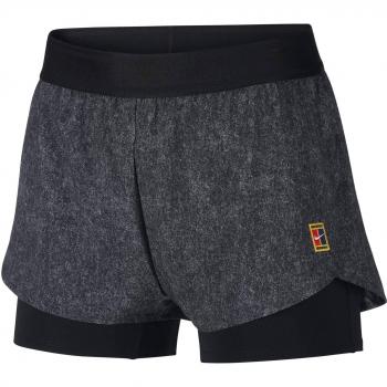Nike W NKCT FLX PR MB NT Shorts de Tenis, Mujer, Black/White, L