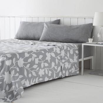 Juego de Sábanas Narcea Gris Microfibra Hipoalergénica para Cama 105 cm - Incluye Sábana Encimera, Sábana Bajera Ajustable y Fundas de Almohada