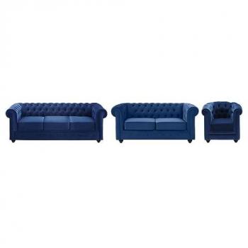 Sofá Chesterfield 3+2+1 plazas - Terciopelo azul real