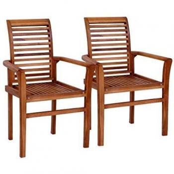 Stackable Dining Chairs Set of 2 Solid Teak