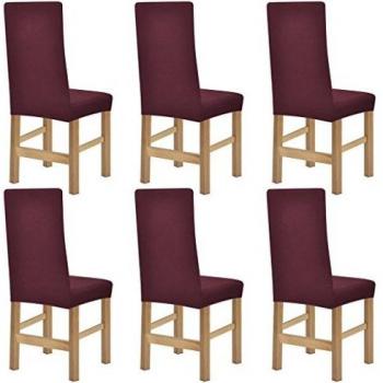 vidaXL Fundas elásticas para sillas Modelo con Respaldo Pack 6 Unidades borgoña