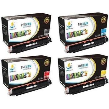 CatchSupplies reemplazo HP 130A cartucho de tóner 4 juego paquete | CF350A Negro, Cian CF351A, CF352A amarillo, magenta CF353A | compatible con la impresora HP Color LaserJet Pro M176 MFP, color LaserJet Pro M177fw