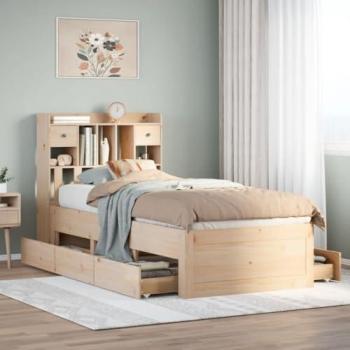 Cama con estantería sin colchón madera maciza de pino 90x200 cm vidaXL112704