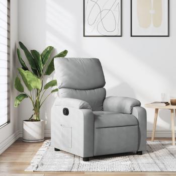 Sillón reclinable en Tela Gris Claro con estructura robusta, tapizado en tela suave y resistente, mecanismo de reclinación manual, reposabrazos acolchados y base estable