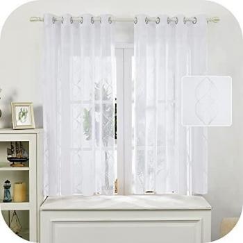 Amazon Brand - Umi Cortinas Translucidas Decorativas con Motivos Cinta Espiral con Ojales 2 Piezas 140x175cm Blanco
