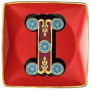 Bandeja Cuadrada Versace Holiday Alphabet 12 cm Roja, Porcelana