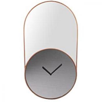 Reloj de Pared Metal Espejo 40x3x75 cm Decoración Funcional Negro/Gris/Dorado