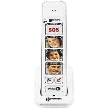 Geemarc Photodect 295  - Teléfono inalámbrico de botón grande amplificado, Color blanco