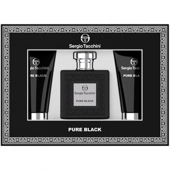 Sergio Tacchini Pure Black Men's Fragrance Gift Set: Eau de Toilette 100ml, Shower Gel 100ml, After Shave Balm 100ml
