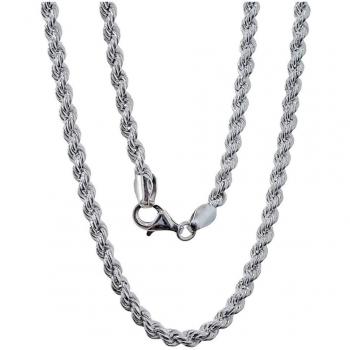 Cadena Salomónica de Plata Ley 925, 50 cm de largo, ancho de eslabón 4 mm