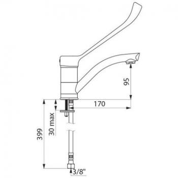 Grifo de Lavabo Monotrueno Mecánico con Bec Orientable y Leva Médica 2522L