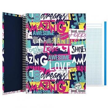 Grafoplás 16502660. Cuaderno Cuadriculado 5x5, Tapa Dura, A4, 5 Bandas Color, Amazing, Colección Sé