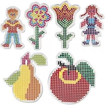 Placas de Perlas para Planchar, Diseño de Flores, Niña y Niño, Manzana y Pera, Tamaño 8,5x14-14x16 cm, Medianas, 6 Piezas por Paquete