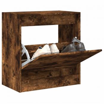Zapatero Armario Estantería para Zapatos de Madera de Ingeniería Color Blanco, Gris Hormigón y Gris Sonoma 60x34x63,5 cm Marrón