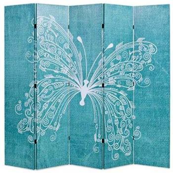 vidaXL Biombo Divisor Plegable 200x170 cm Mariposa Azul Separador de Espacios