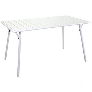 Mesa Plegable Rectangular de Metal Rovigo Blanca 140x80 cm h 74 cm