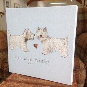 Alex Clark - Lienzo con diseño de perros, texto en inglés Welcoming Westies