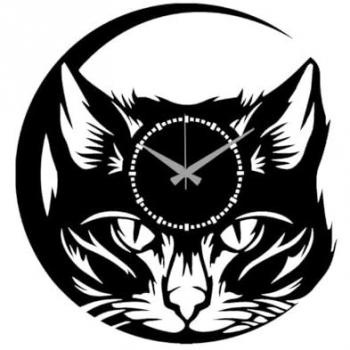 Reloj de Pared Gato 2, Metal Negro, 43x0,15x45 cm