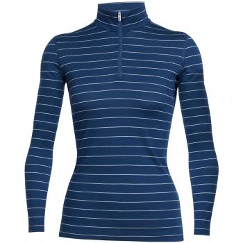 Icebreaker Mujeres Oasis LS Half Zip Base Capas, Mujer, Color Largo/Ice Blue/Stripe, tamaño XS