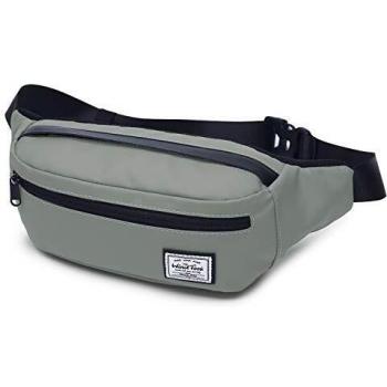 Wind Took riñonera de nailo Bolsa de Cintura Impermeable riñonera despotiva riñoneras de Hombre y Mujer riñonera de Moda para Corre al Aire Libre 35x8x13cm,Gris