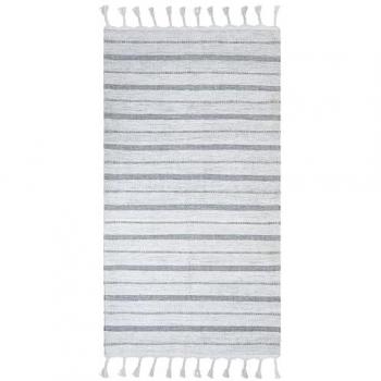 Alfombra Rectangular Off-White 80 x 150 cm Patrón a Rayas de Plástico Reciclado