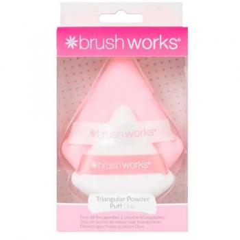 Dúo de Borlas de Maquillaje Triangulares Brushworks - Pack de 2 esponjas para aplicar maquillaje, diseño triangular, textura suave, aptas para uso en seco y húmedo