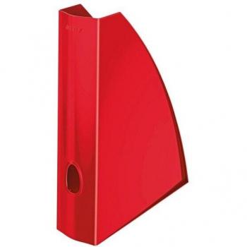 Revistero Leitz WOW A4 Rojo - Estante de documentos en plástico, diseño moderno con superficie brillante