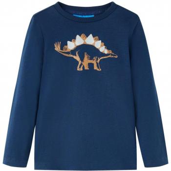 Camiseta Infantil de Manga Larga con Estampado de Dinosaurio Azul Marino Talla 140
