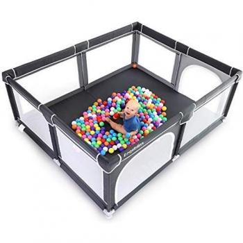 ANGELBLISS Parque de juegos para bebés, centro de actividades para niños en interiores y exteriores con base antideslizante, patio de juegos de seguridad resistente con malla transpirable súper suave