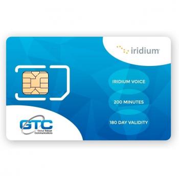 GTC Iridium Teléfono Satelital: Tarjeta SIM de Prepago con 200 Minutos/Validez de 180 días by GTC