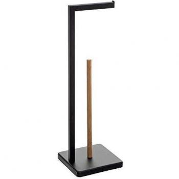 FIVE Portarrollos-reserva Natureo negro, Metal/bambú, 64,5x20x20 cm