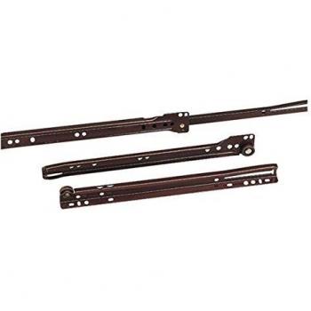 Amig - Juego de 2 Guías Correderas Metálicas Mod.16 con ruedas para Cajones de Muebles, Cajoneras o Armarios, Acero Acabado en Blanco, Resistencia de carga: 18 Kg/Par, Medidas: 400 x 37 mm, Marron
