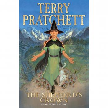 Libro The Shepherd's Crown - novela de fantasía, última entrega de la serie Discworld escrita por Terry Pratchett, incluye elementos de magia, humor y crítica social, con una protagonista fuerte y un enfoque en temas como el crecimiento personal