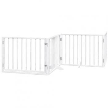 vidaXL Dog Gate with Door Foldable 4 Panels White 320 cm Poplar Wood