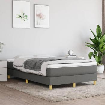 Cama Box Spring con colchón de muelles en tela gris oscuro 120x200 cm