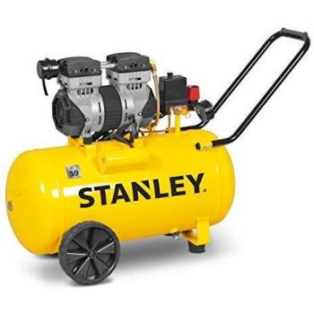 Compresor de aire silencioso Stanley DST 150/8/50 - 50 litros, sin aceite, horizontal, 1.3 HP, 8 bar