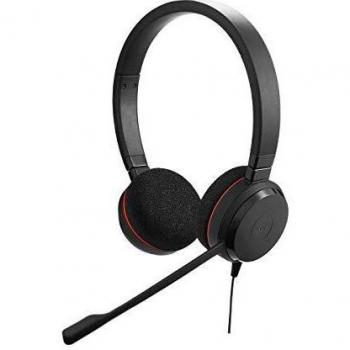 Jabra Evolve 20 - Auriculares Estéreo Certificados por Microsoft para VoIP Softphone - Cancelación Pasiva de Ruido - Cable USB con Unidad de Control - Negro