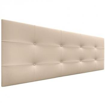 Cabecero Acolchado Capitone 160x60cm Tapizado en Polipiel Beige con 8cm de Grosor para Camas de Matrimonio e Individuales