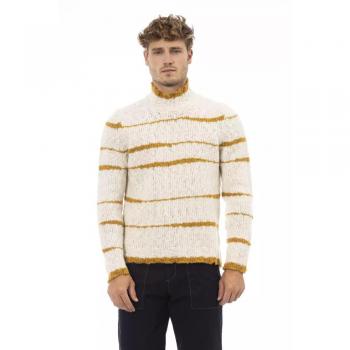 Alpha Studio Beige Alpaca Leather Sweater - IT50 | L, Round-neck Knitwear, male, Mock Neck, Long Sleeves, Elegant design
