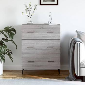 Aparador de madera contrachapada y de ingeniería gris Sonoma 69,5x34x90 cm, mueble de almacenaje moderno para salón con armarios con puertas y cajón de madera