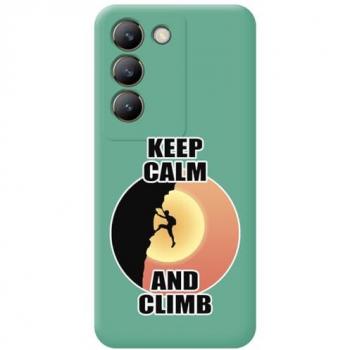 Funda Silicona Líquida Verde Vivo V40 SE 5G Diseño Hombre Escalada