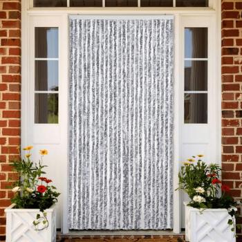 Cortina antimoscas chenilla blanco y gris 100x200 cm