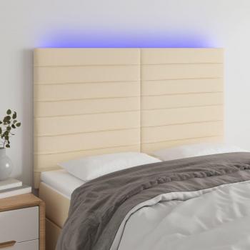 Cabecero LED Crema 144x5x111/128 cm Tela con luces led