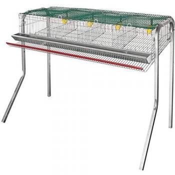 Jaula Galvanizada para Codornices y Pájaros con 4 Departamentos, Comederos y Bebederos Automáticos, 105x47x90 cm