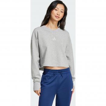 adidas ALL SZN Women's Ribbed V-Neck Sweatshirt - Medium Grey Heather - Size S